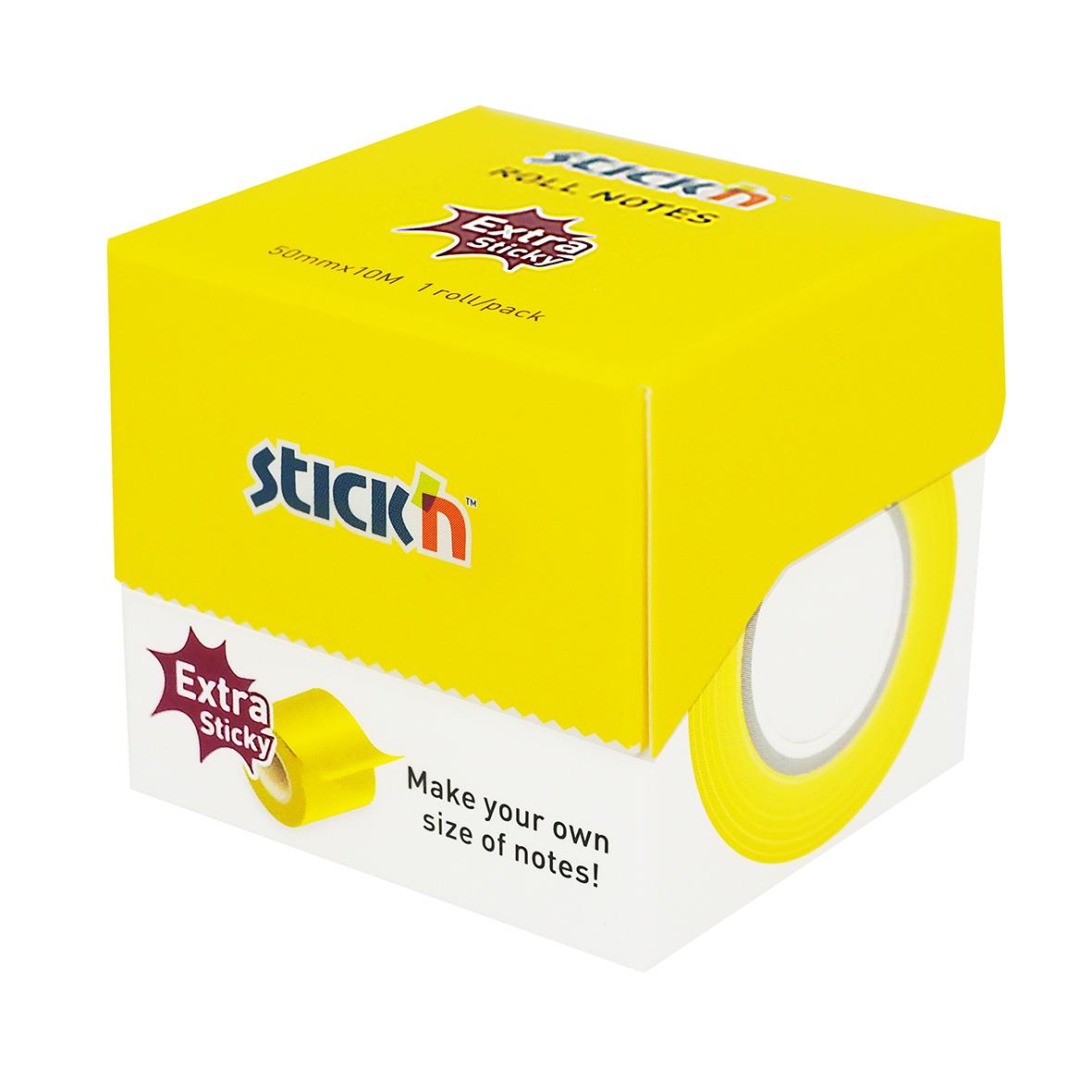 Notisar Stick´n Memorulle Extra Sticky Gul Neon 50mm x 10m