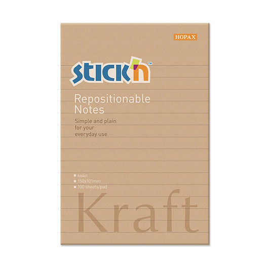 Notisar Stick´n Linjerat Kraftpapper Brun 150x101mm 100 Blad
