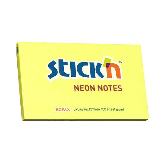 Notisar Stick´n Gul Neon 76x127mm 100 Blad