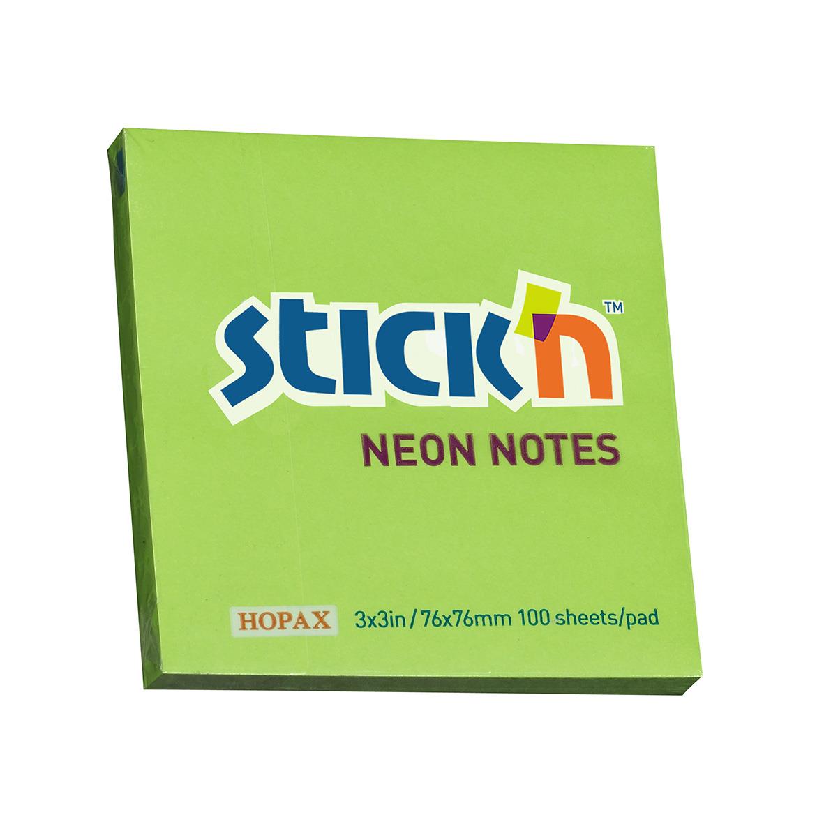 Notisar Stick´n Neon Mix Färg 76x76mm 100 Blad