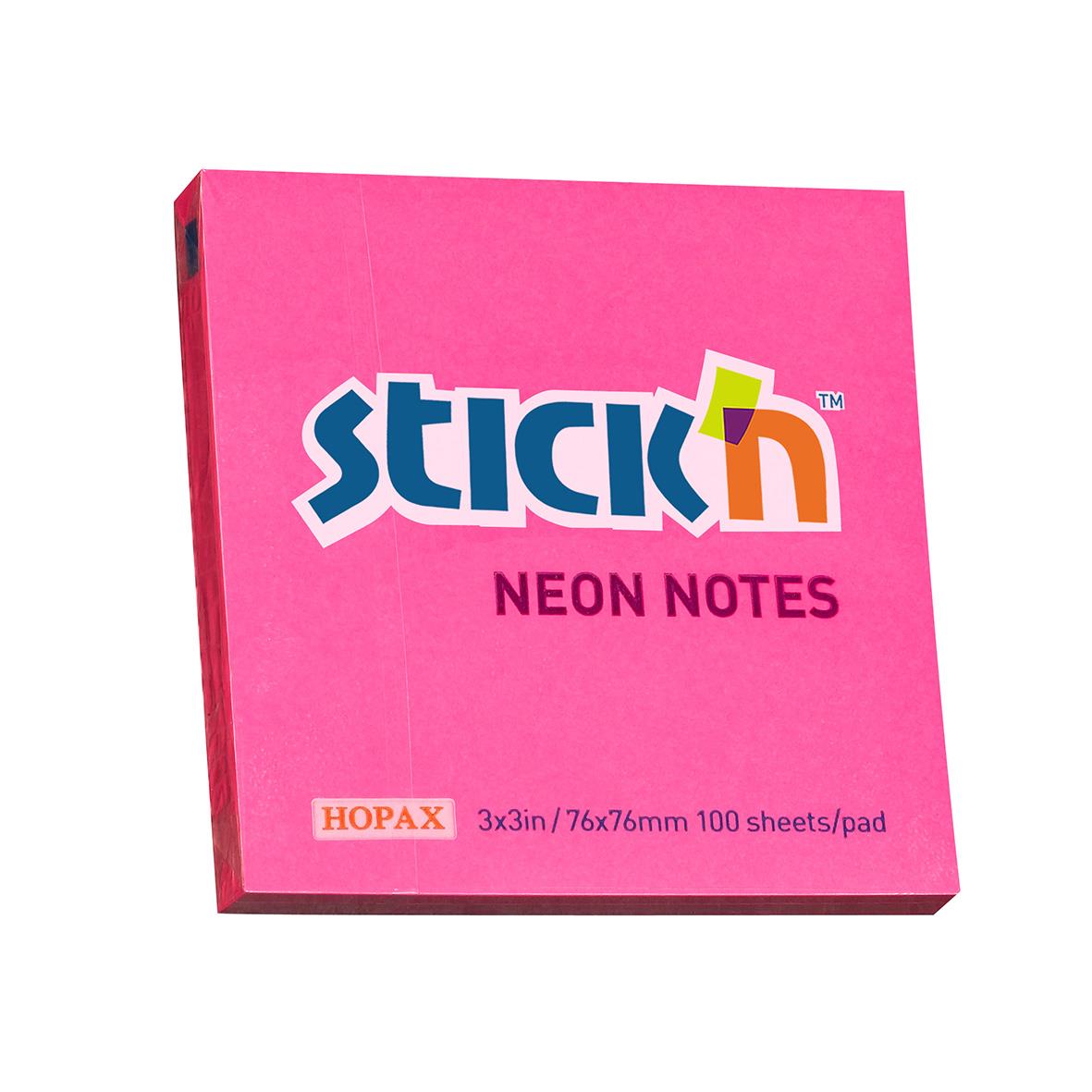 Notisar Stick´n Neon Mix Färg 76x76mm 100 Blad