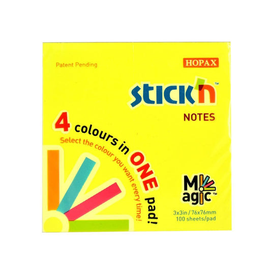 Notisar Stick´n Magic Neon Mix Färg 76x76mm 100 Blad