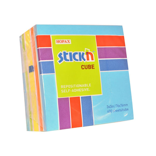 Notiskub Stick´n Pastell/Blå Neon 76x76mm 400 Blad