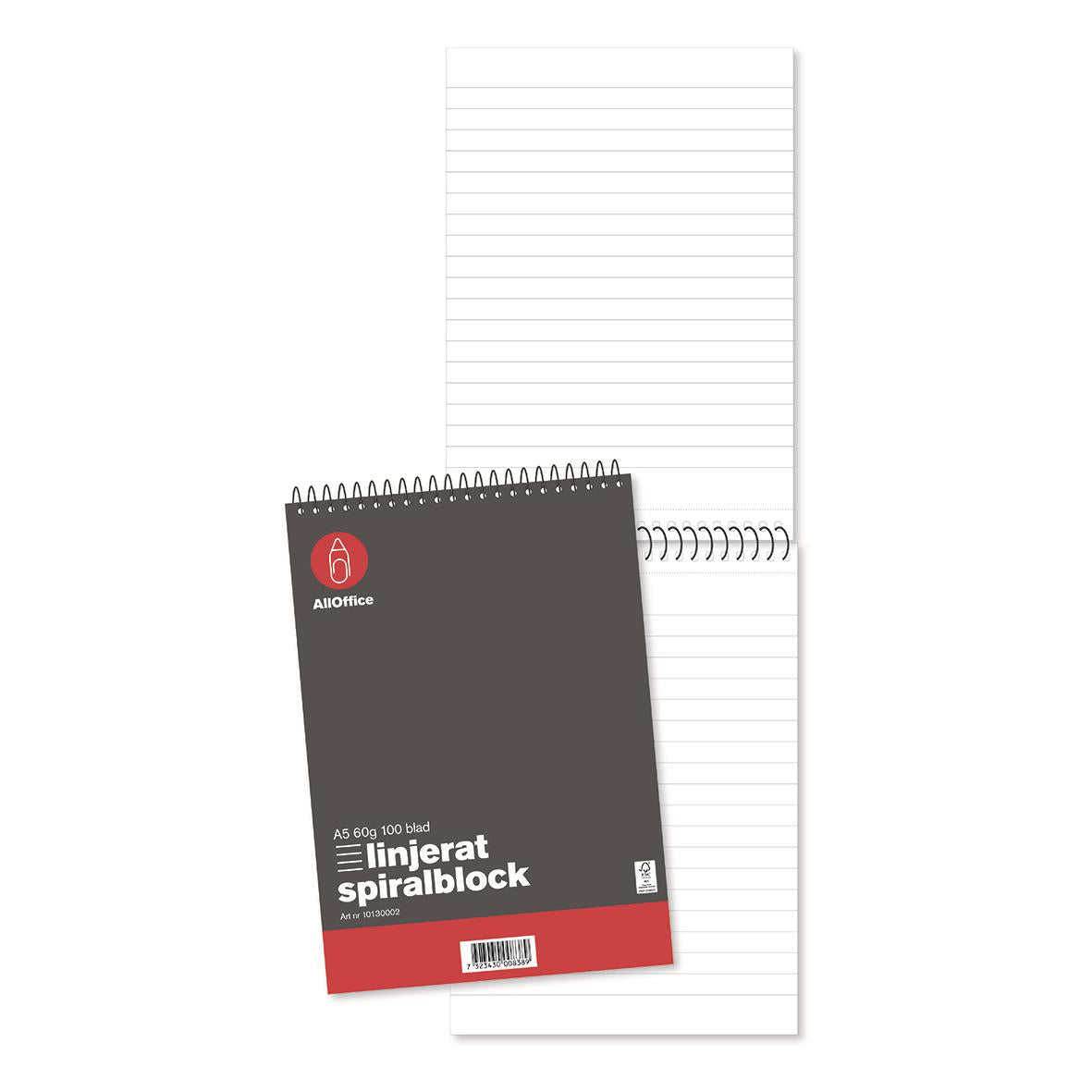 Spiralblock AllOffice Linjerat A5 60g