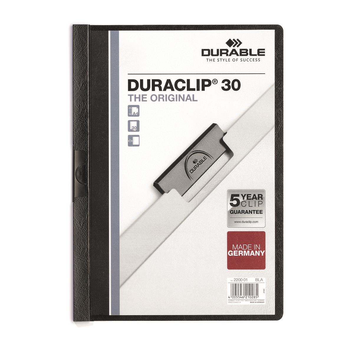 Klämmapp Durable Duraclip 30 Ark Svart A4