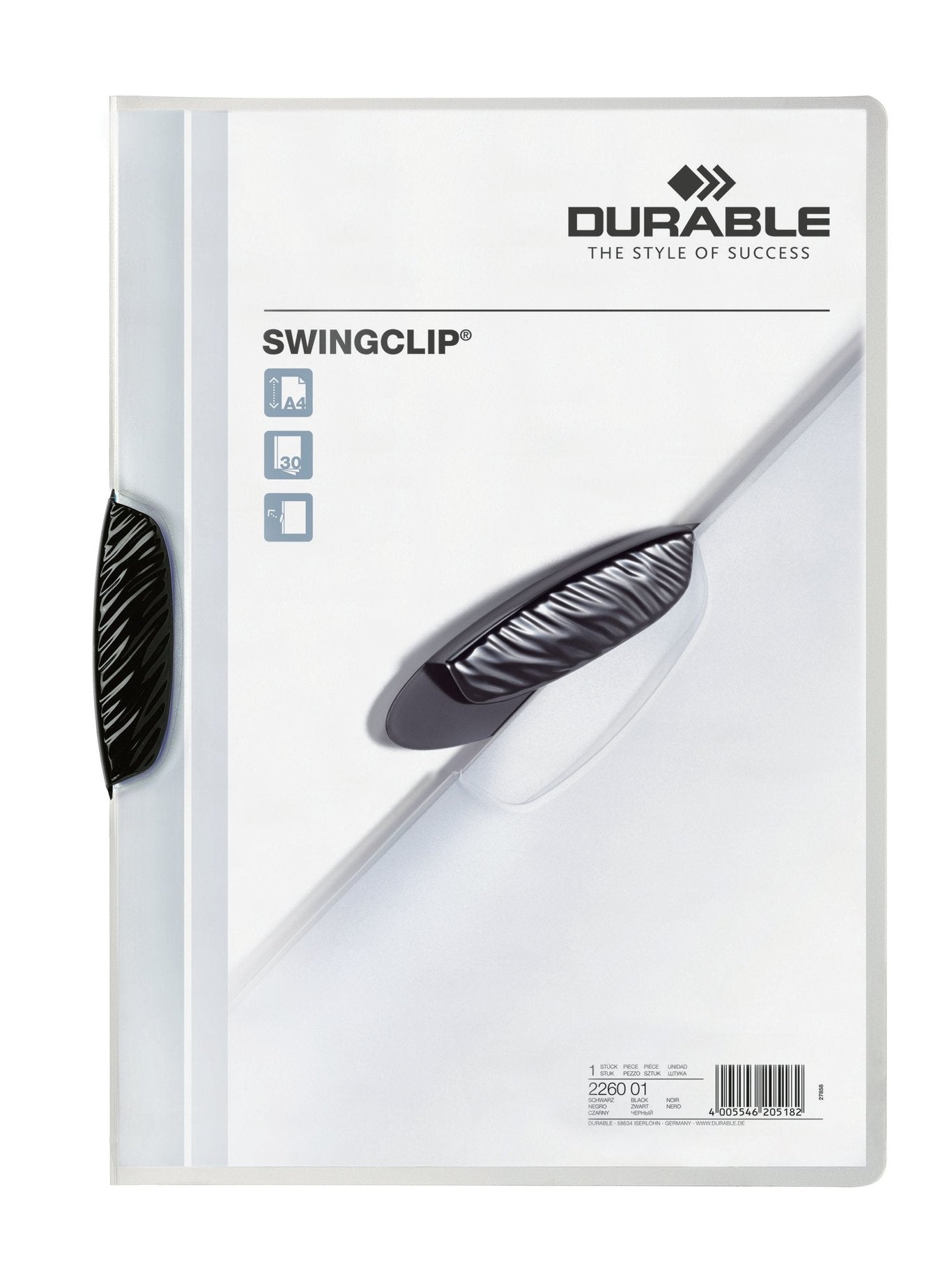 Klämmapp Durable Swingclip 30 Ark Svart A4