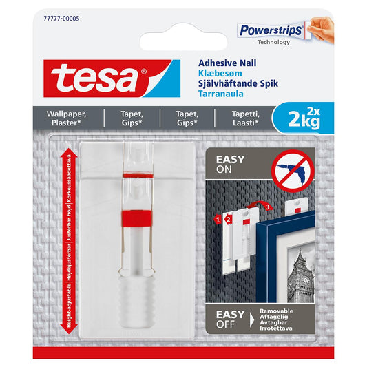 Självhäftande Spik Tesa Powerstrips Justerbar Tapet/Gips 2kg/krok