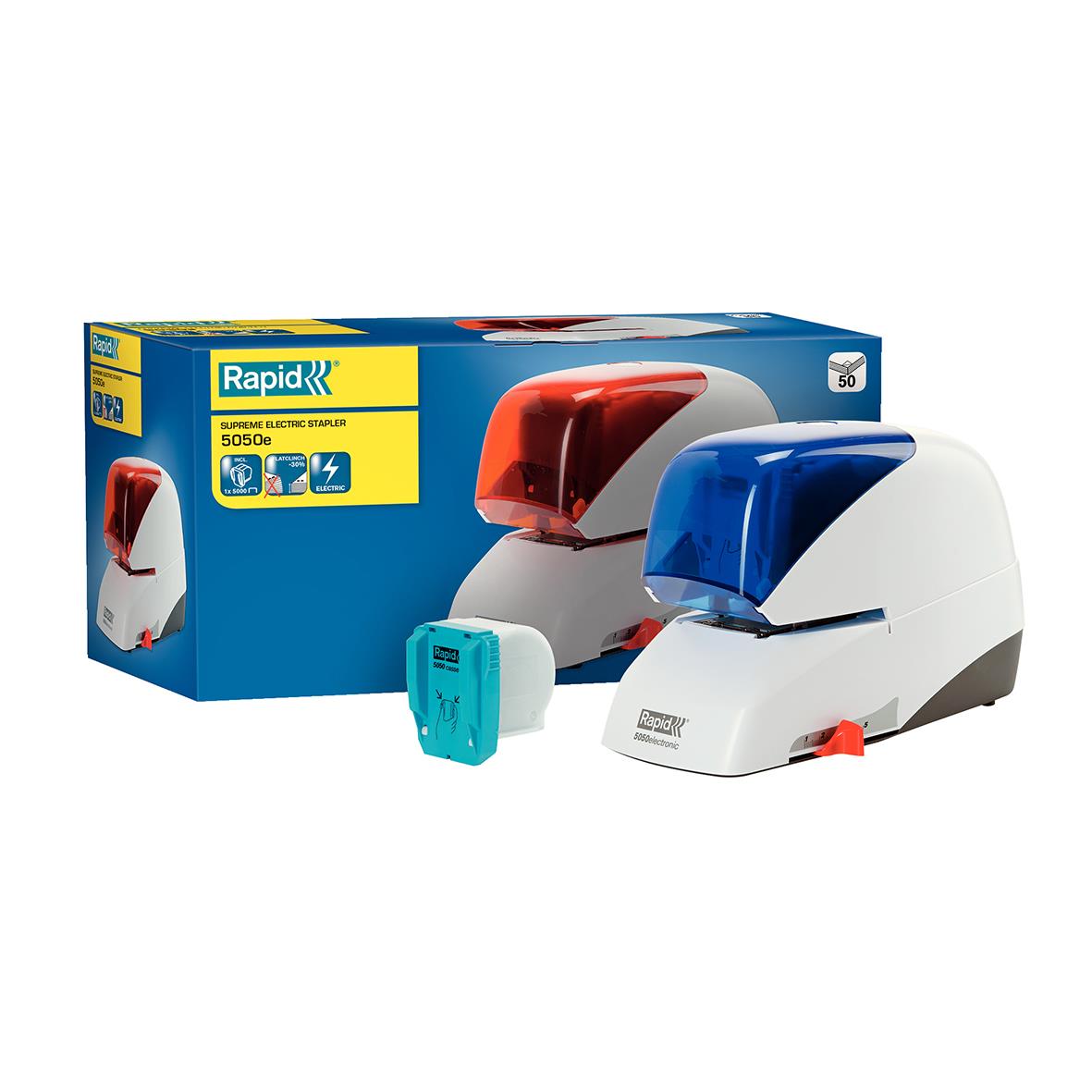 Elhäftare Rapid 5050E Flat Clinch 50 Ark Blå
