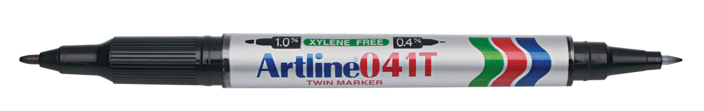 Märkpenna Artline 041T Twin Marker 2-Spetsar Svart 0,4/1mm