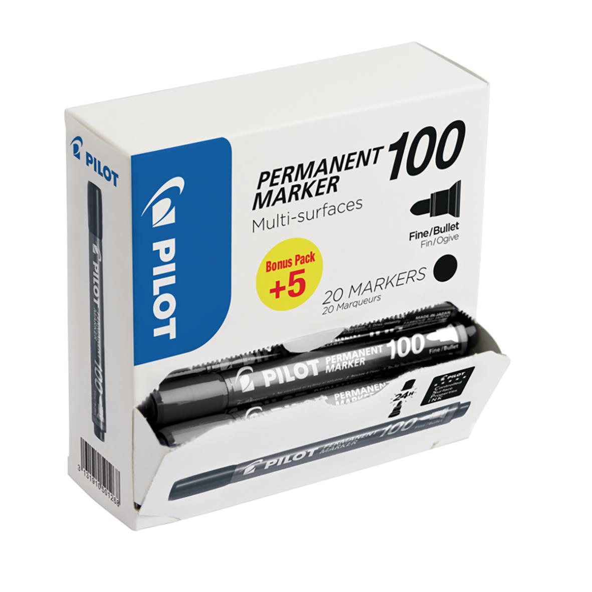 Märkpenna Pilot 100 Rund Permanent Svart 1-4mm