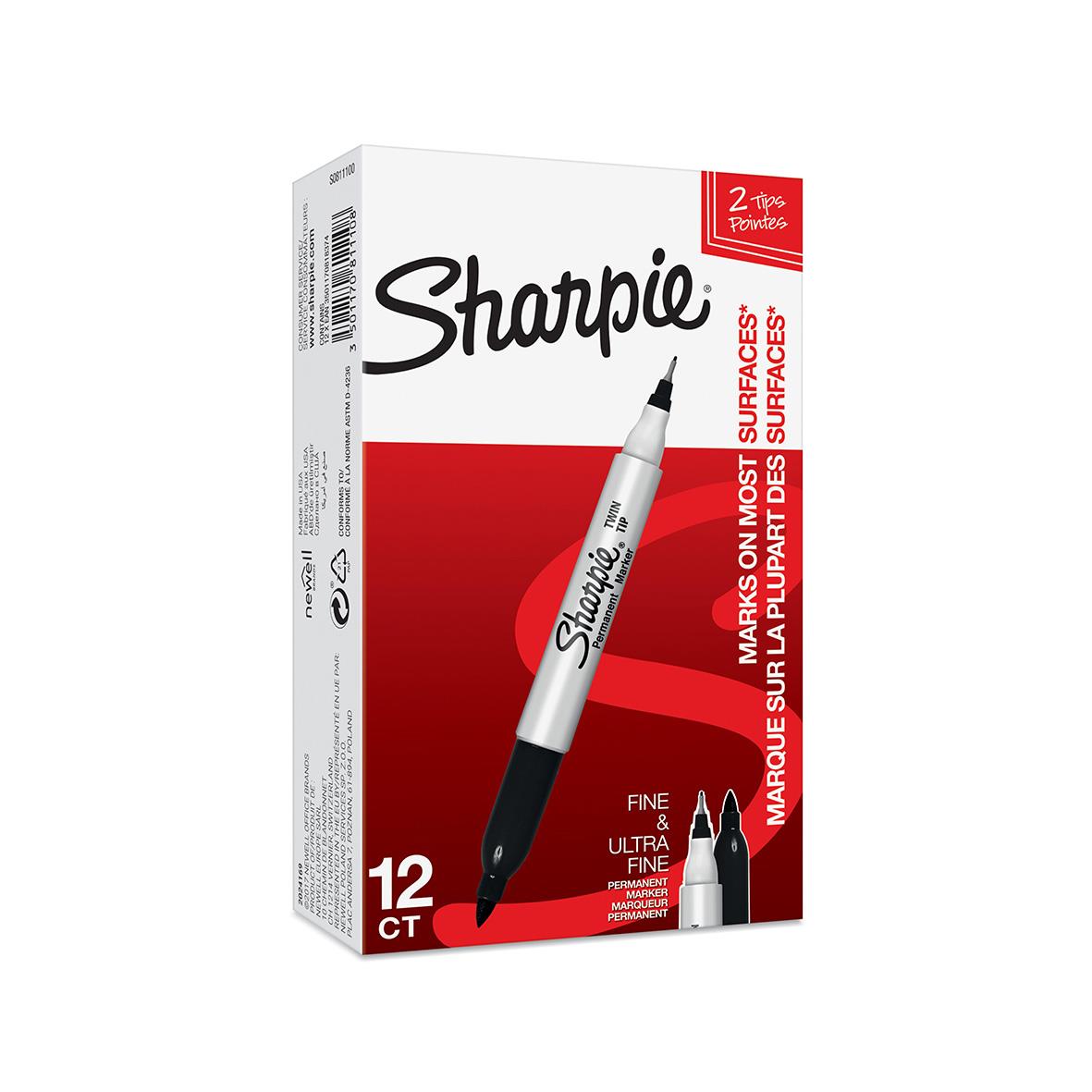 Märkpenna Sharpie Twin Tip 2-Spetsar Svart 0,5/0,9mm