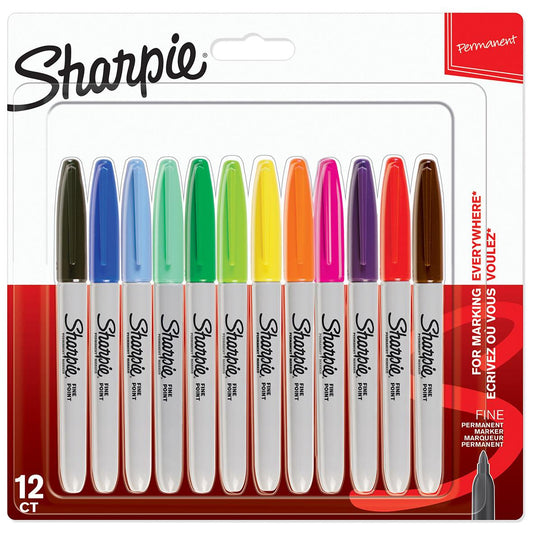 Märkpenna Sharpie Permanent 12 Färger Fine