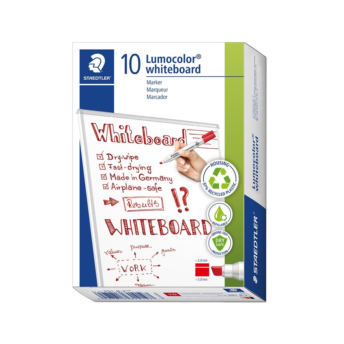 Whiteboardpenna Staedtler Lumocolor 351B Skuren Röd 2-5mm