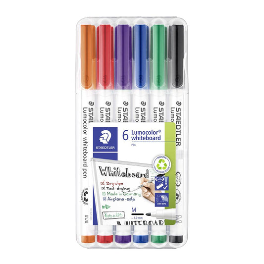 Whiteboardpenna Staedtler Lumocolor 301 Rund 6 färger 1mm