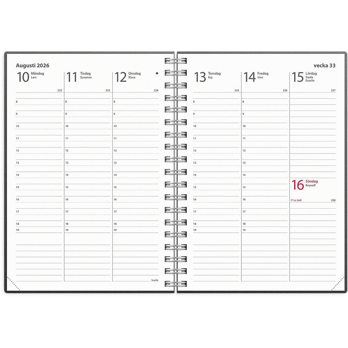 Almanacka Burde 5180 Weekly ECO Line 2026 Svart A6