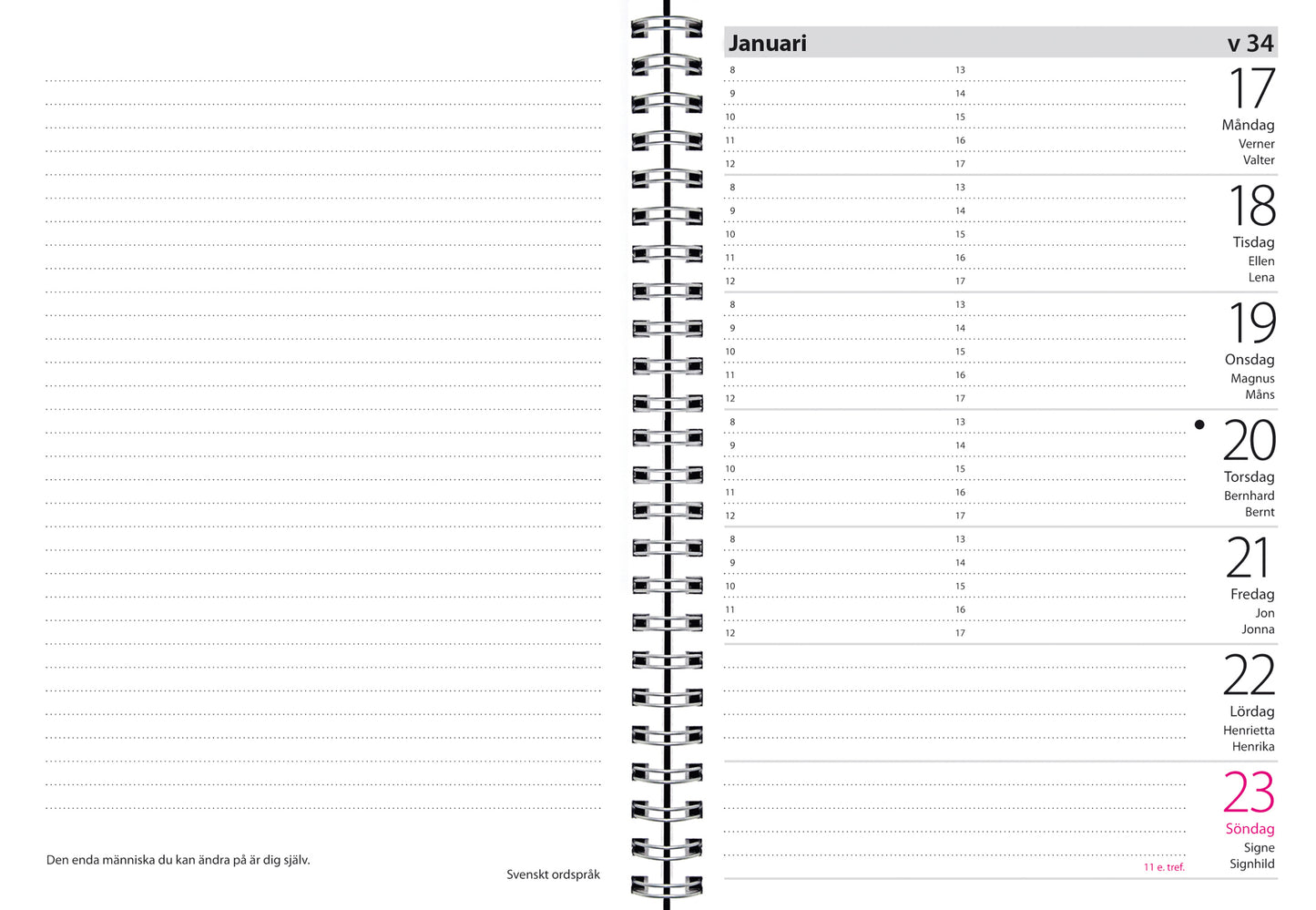 Almanacka Burde 1100 Stor Veckokalender Refill 2026