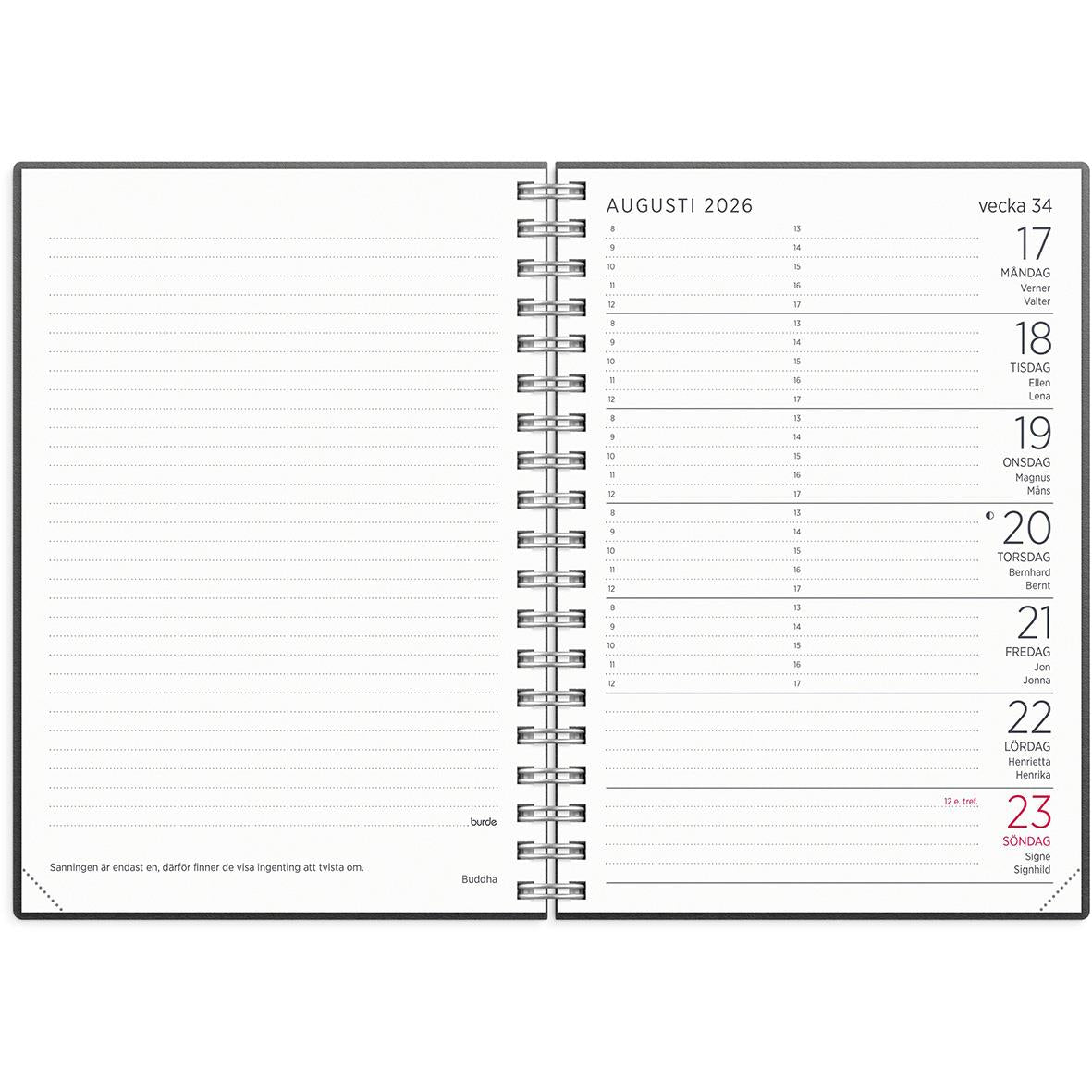 Almanacka Burde 1190 Liten Veckokalender Refill 2026