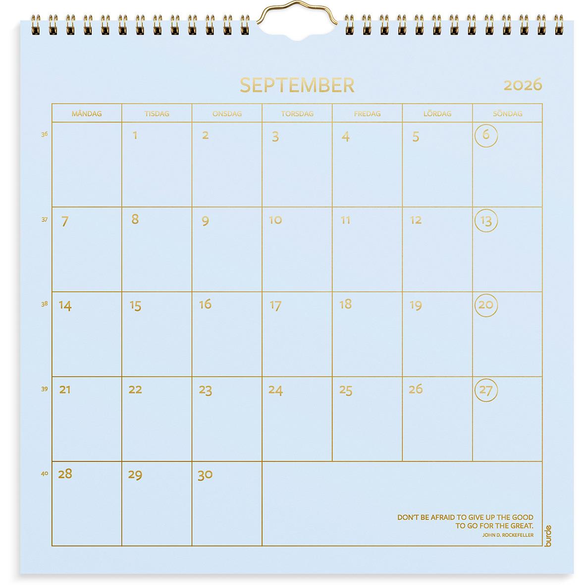 Väggkalender Burde 1752 Väggkalender Color 2026