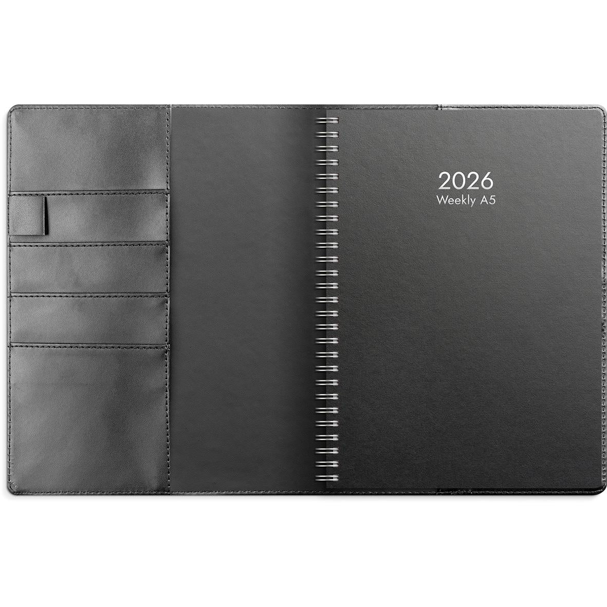 Almanacka Burde 5871 Weekly Konstläder Med Slejf 2026 A5