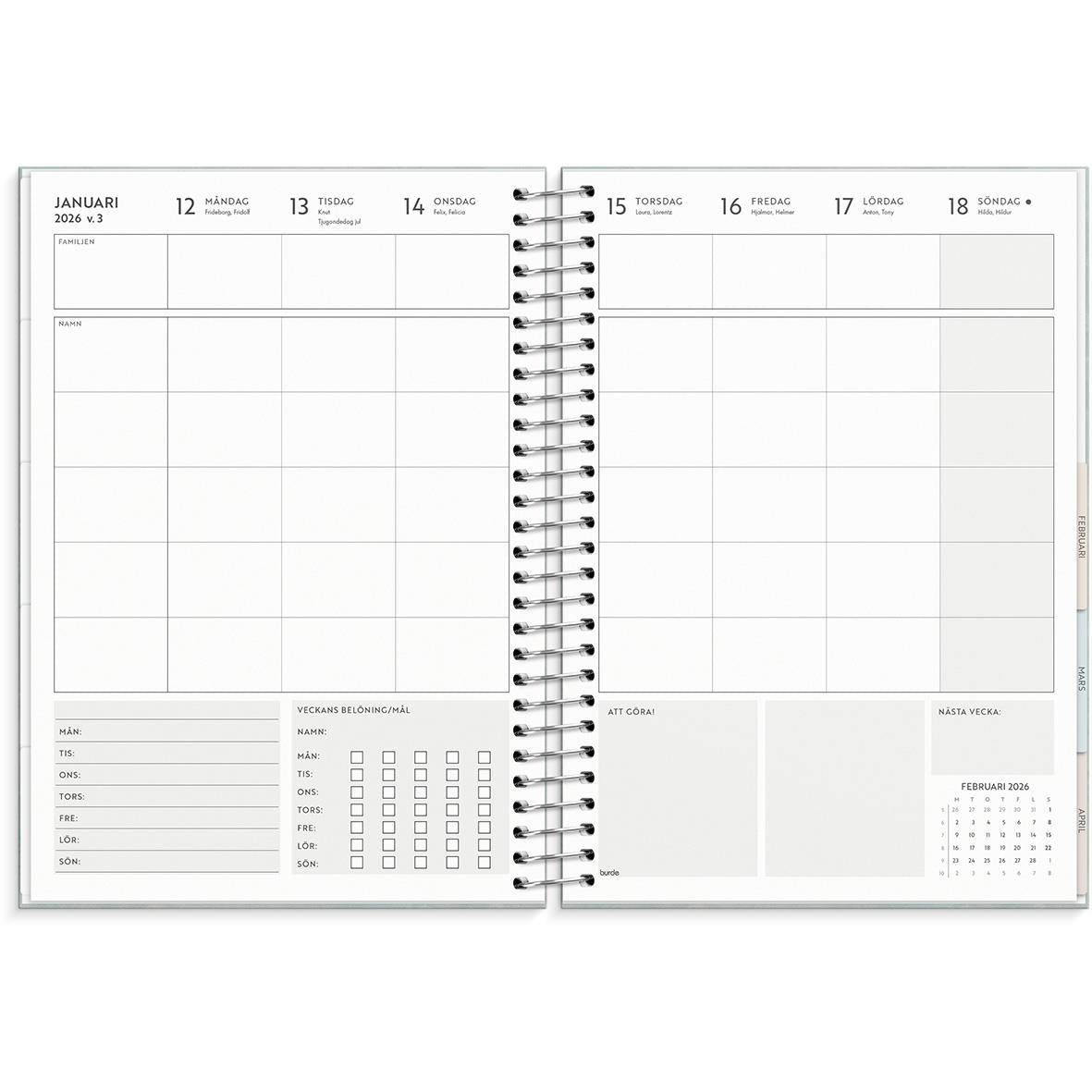 Almanacka Burde 1299 Life Organizer Family Planner 2026
