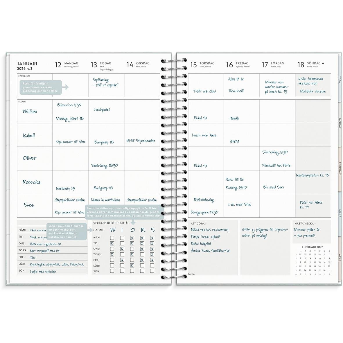 Almanacka Burde 1299 Life Organizer Family Planner 2026