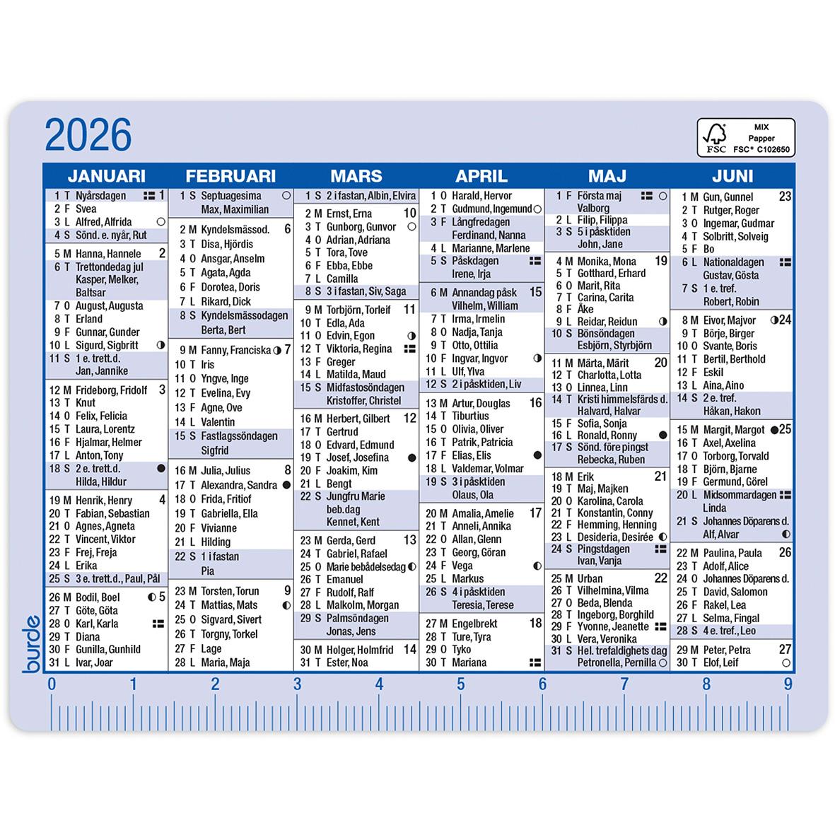 Almanacka Burde 3135 Kalenderkort 2026