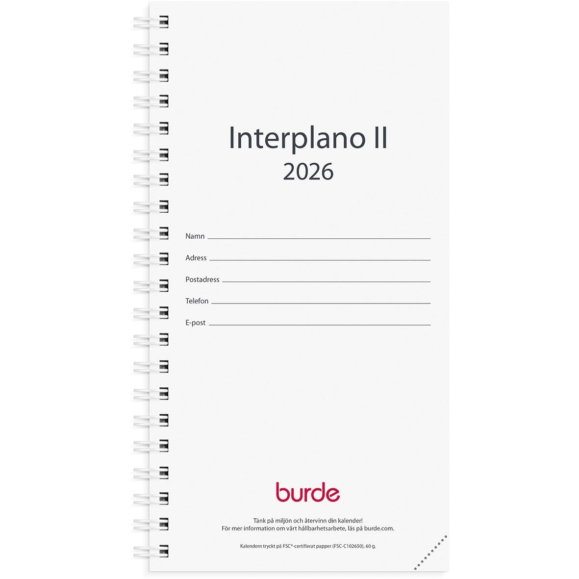 Almanacka Burde 3650 Interplano II Refill 2026