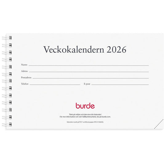 Almanacka Burde 1410 Veckokalendern Refill 2026
