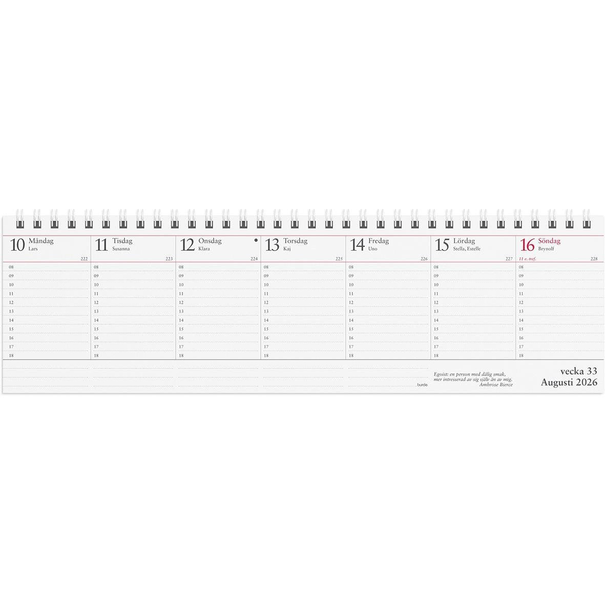 Almanacka Burde 1480 Veckoalmanackan 2026