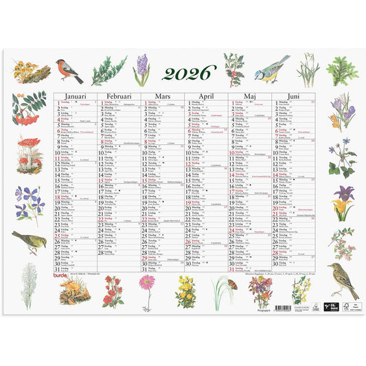 Almanacka Burde 5040 Stora Naturalmanackan Anteckningar 2026