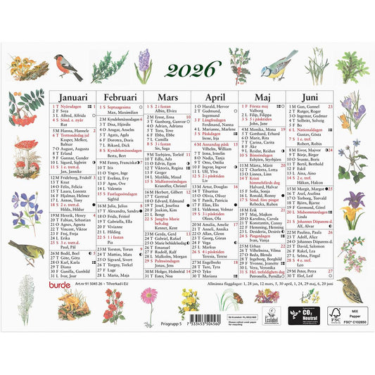 Almanacka Burde 5045 Lilla Naturalmanackan 2026