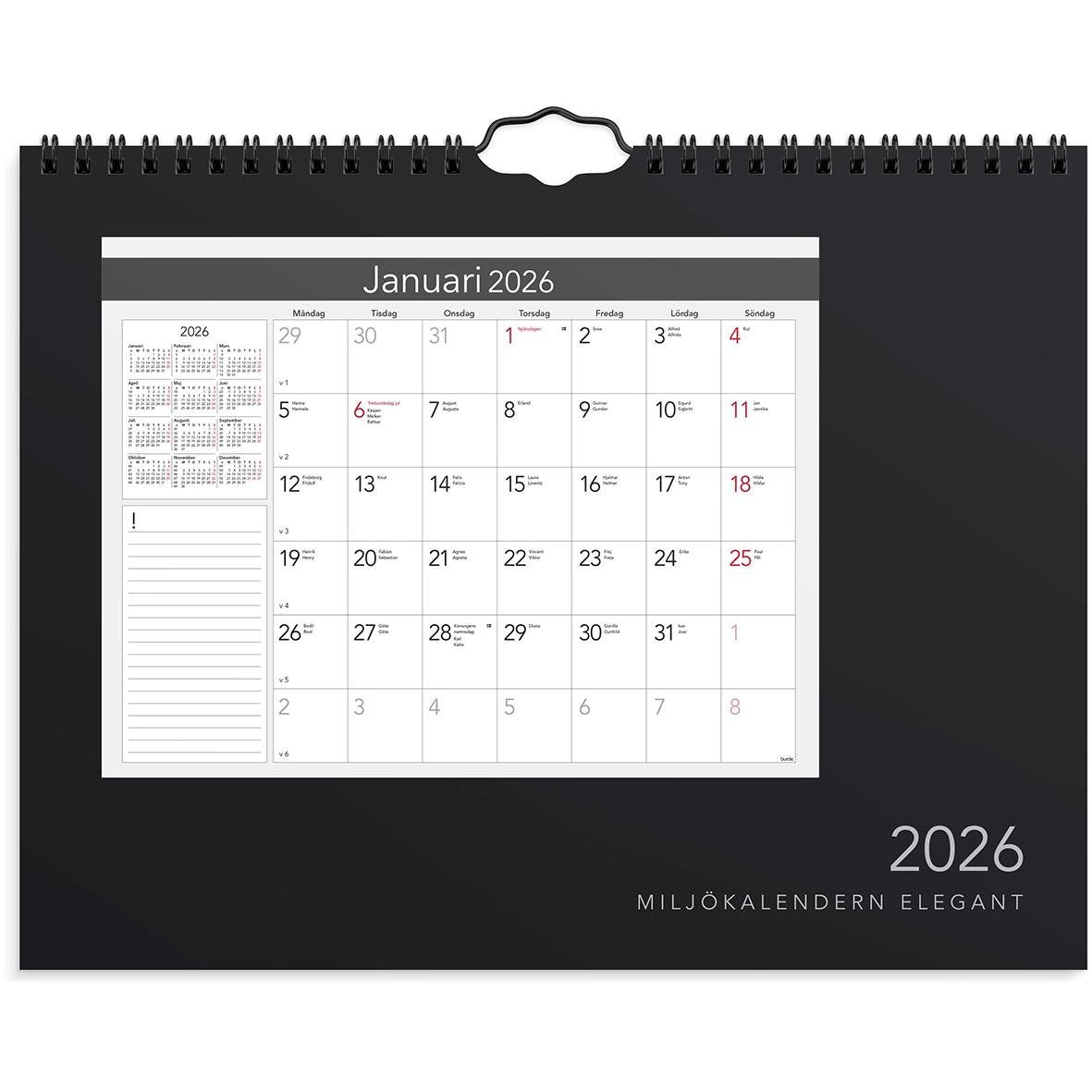 Väggkalender Burde 1708 Miljökalendern Elegant 2026