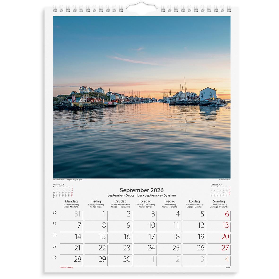 Väggkalender Burde 1725 Beautiful Sweden 2026