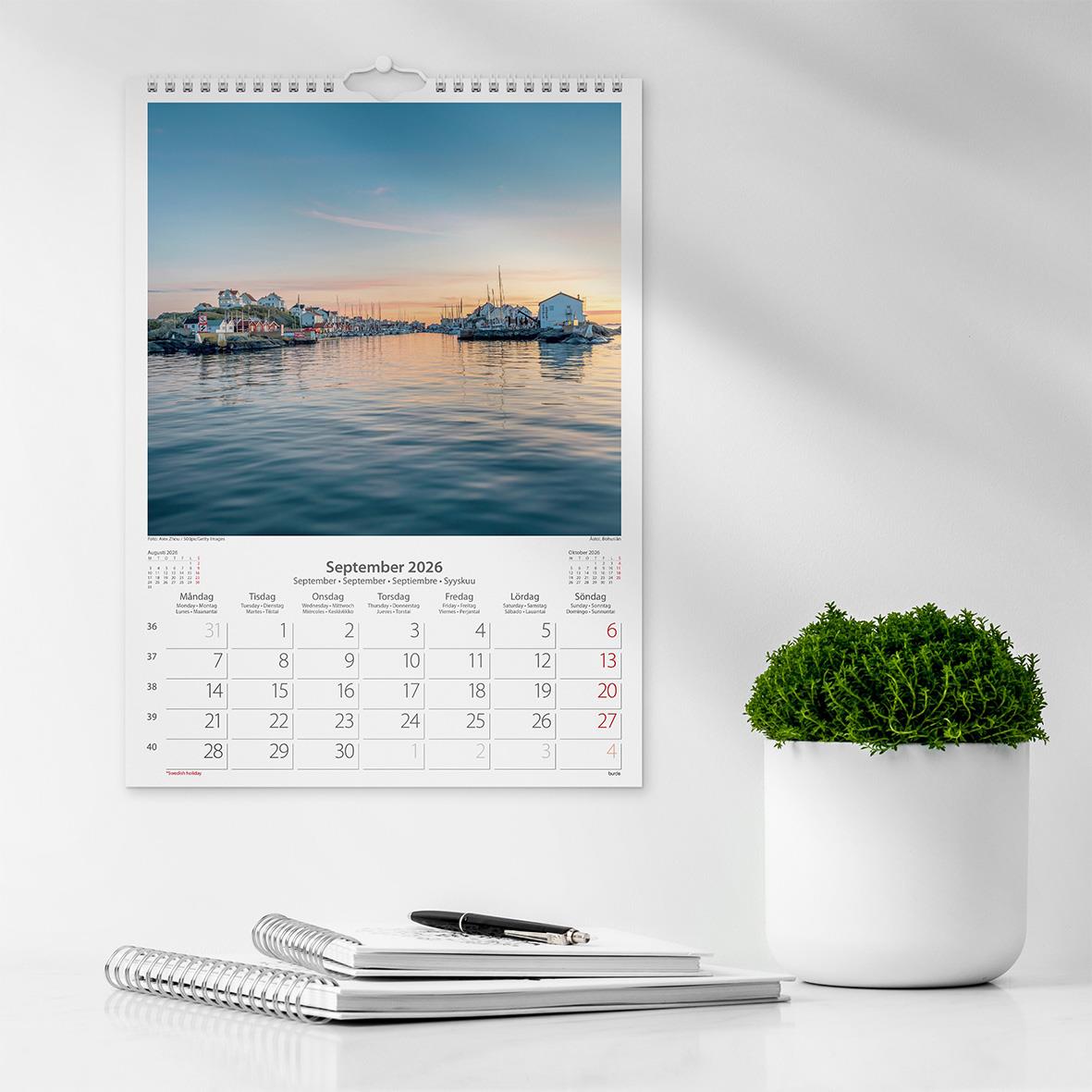 Väggkalender Burde 1725 Beautiful Sweden 2026