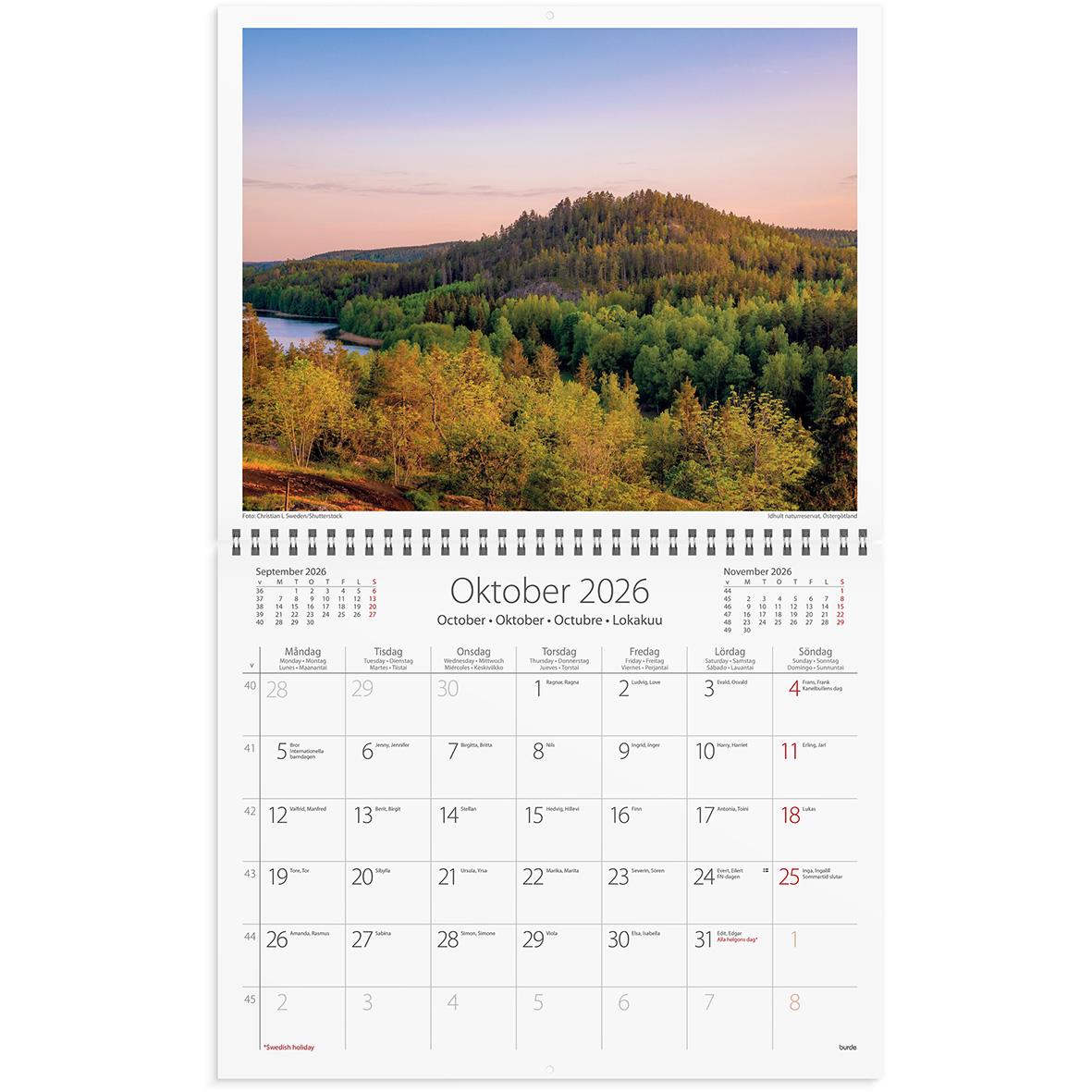 Väggkalender Burde 1730 Sweden med kuvert 2026