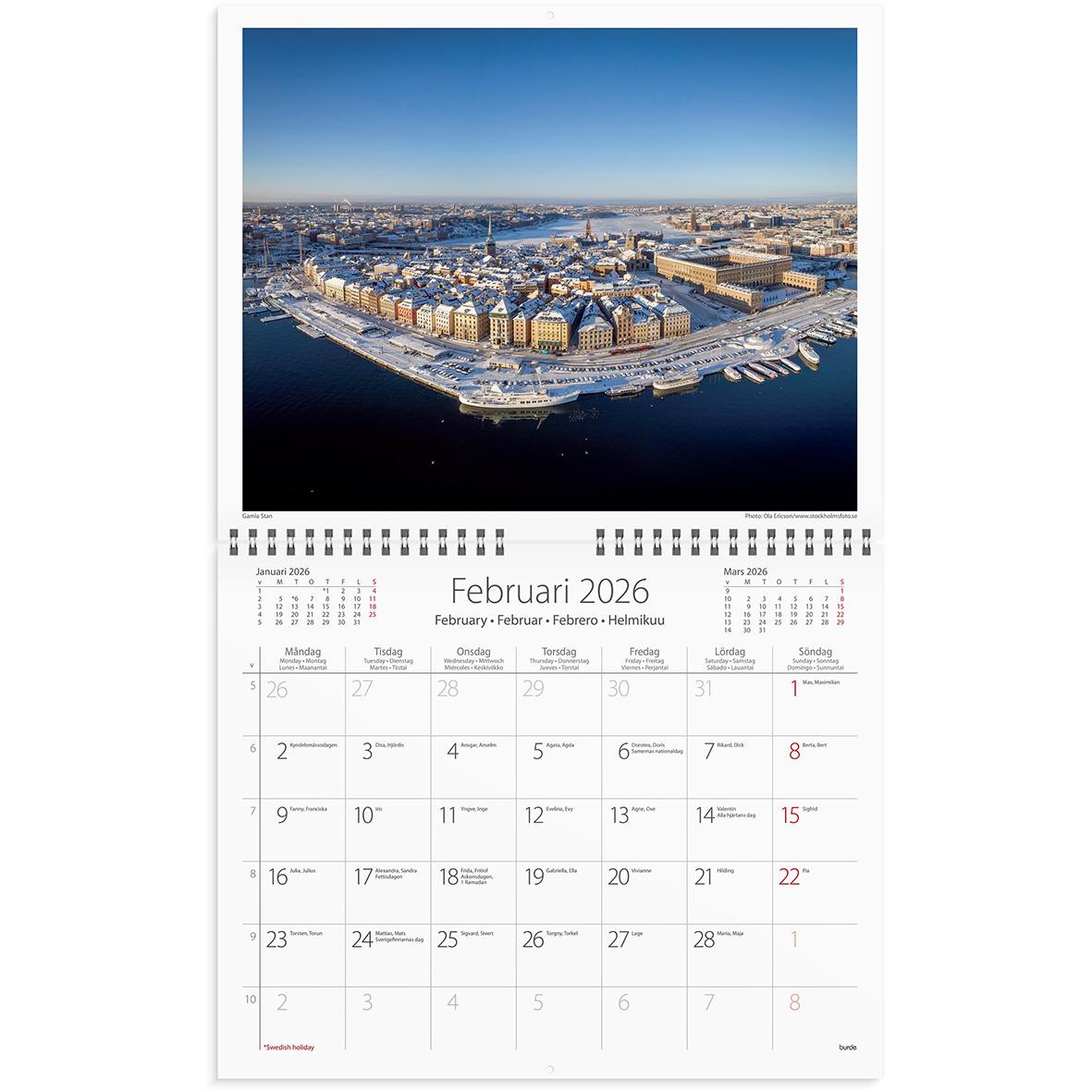 Väggkalender Burde 1729 Stockholm 2026