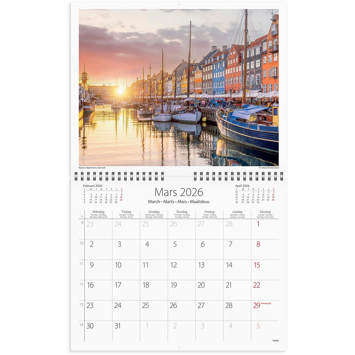 Väggkalender Burde 1727 Scandinavia 2026