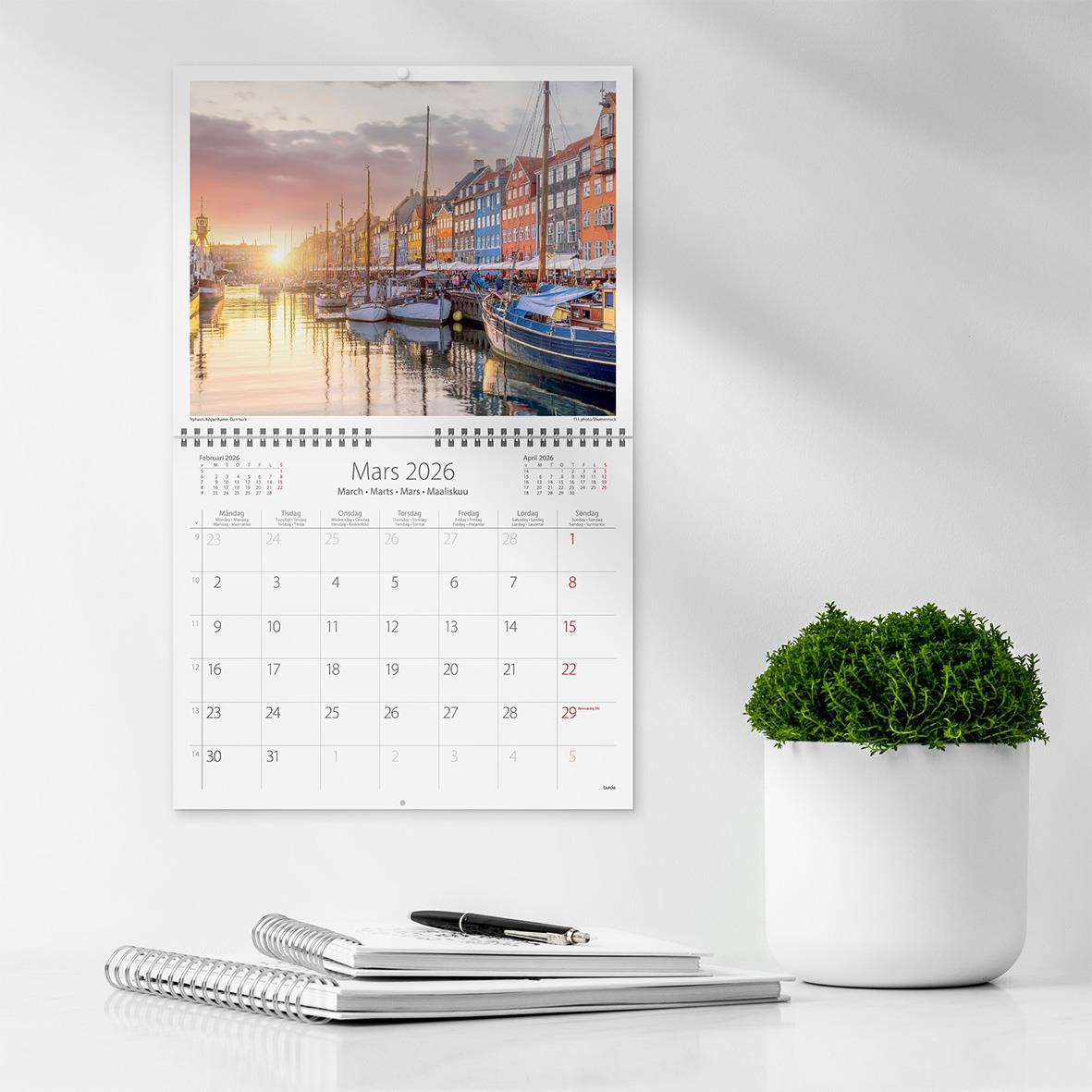 Väggkalender Burde 1727 Scandinavia 2026