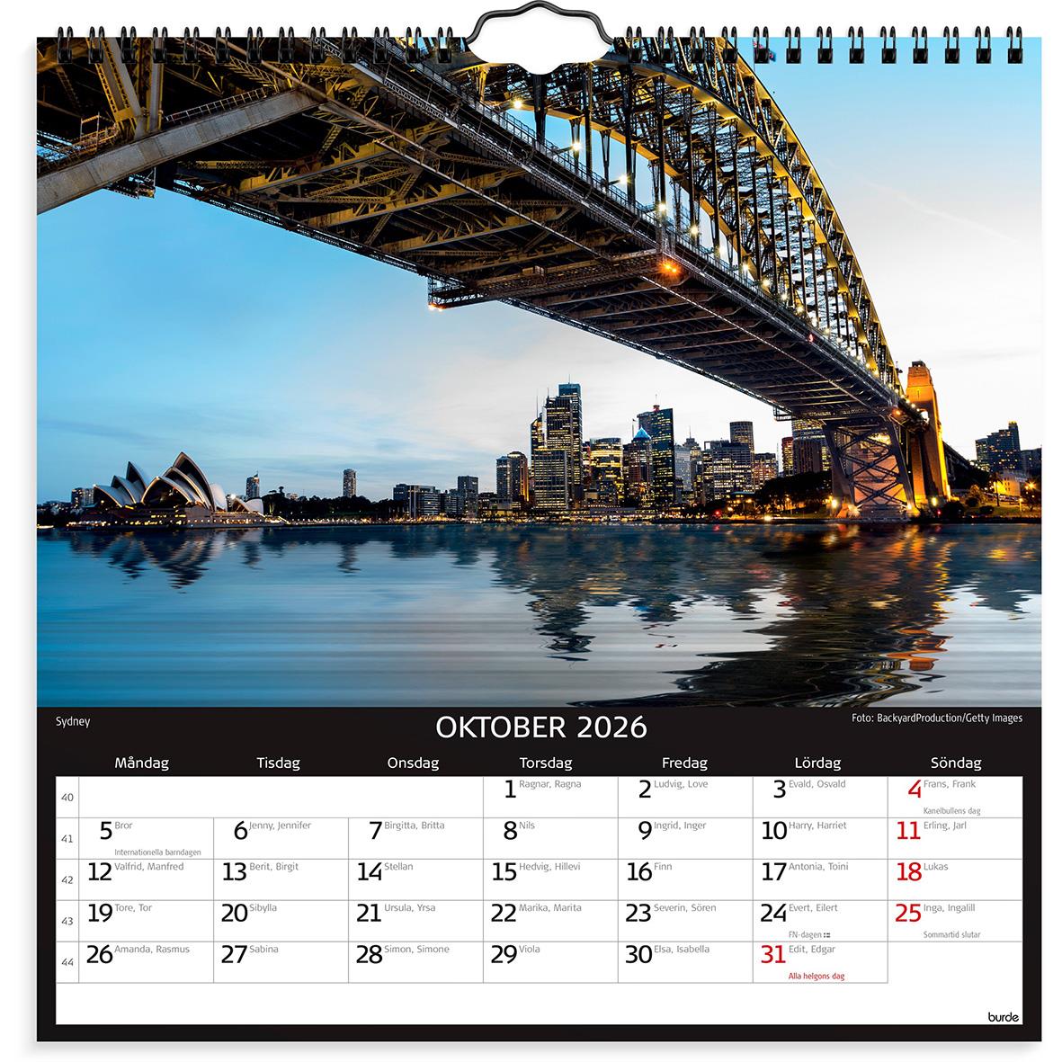 Väggkalender Burde 1795 Skylines 2026