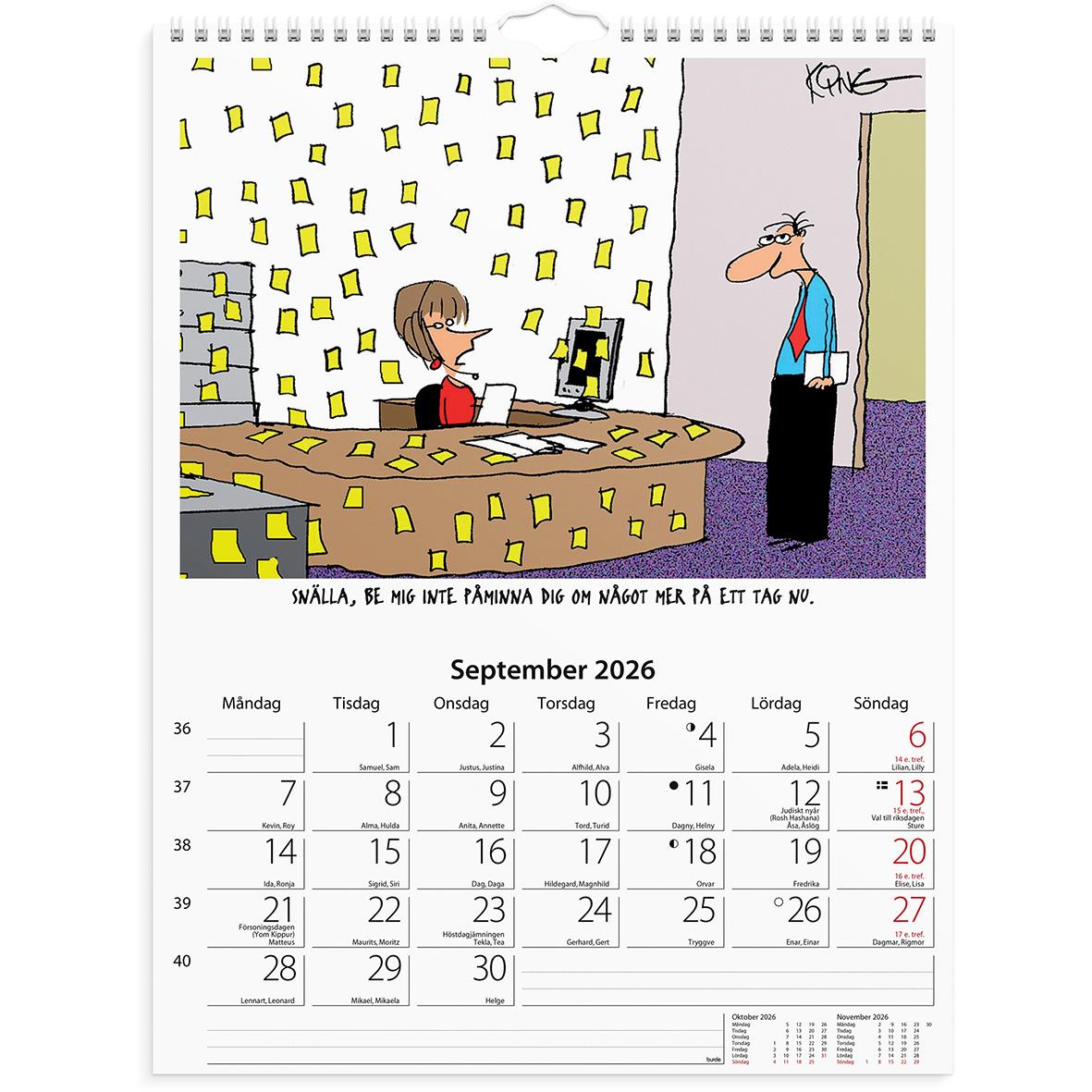 Väggkalender Burde 1707 Kontorshumor 2026