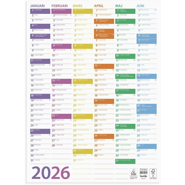 Almanacka Burde 5075 Väggblad Trend 2026