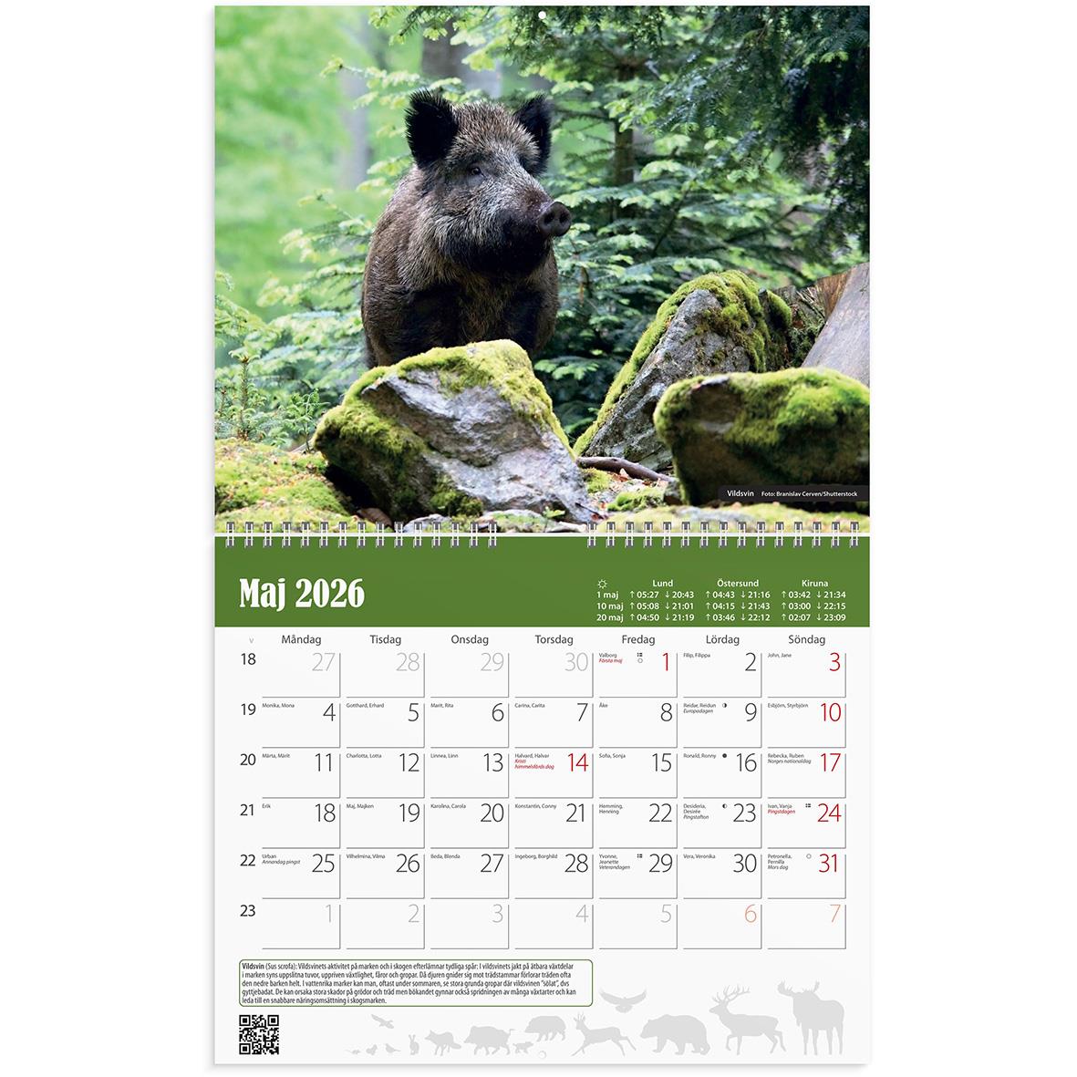 Väggkalender Burde 1738 Jaktkalender 2026