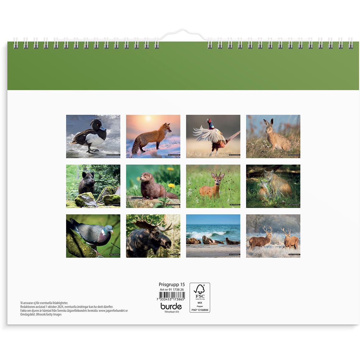 Väggkalender Burde 1738 Jaktkalender 2026