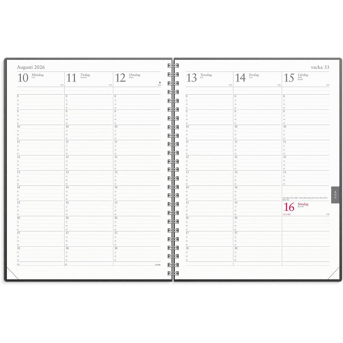 Almanacka Burde 1016 Veckojournal Refill 2026