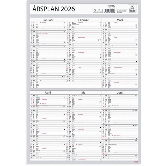 Almanacka Burde 5030 Årsplan 2026