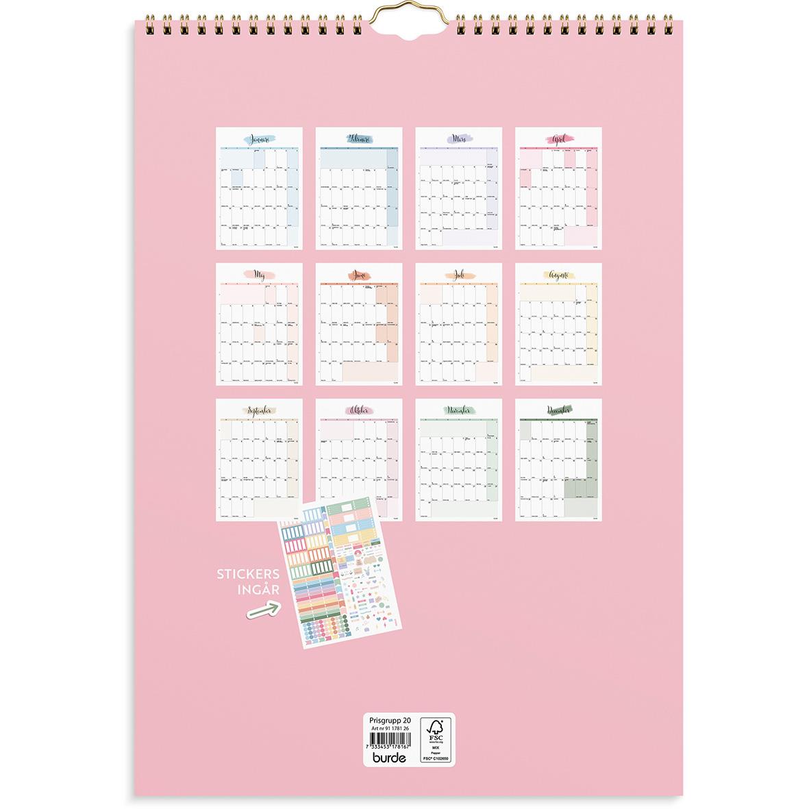Väggkalender Burde 1781 Väggkalender Life Organizer 2026