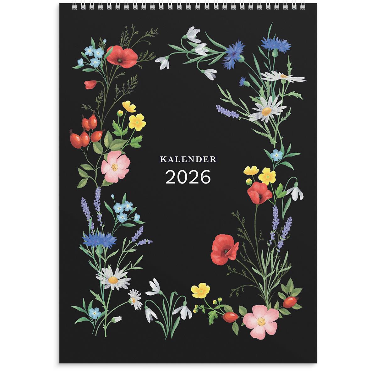 Väggkalender Burde 1799 Illustrerad Blomster 2026 A4