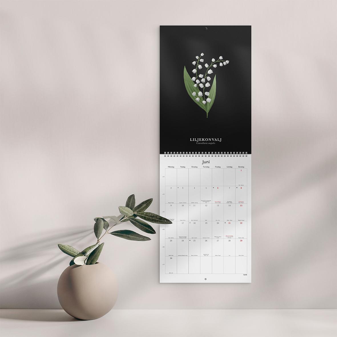 Väggkalender Burde 1799 Illustrerad Blomster 2026 A4