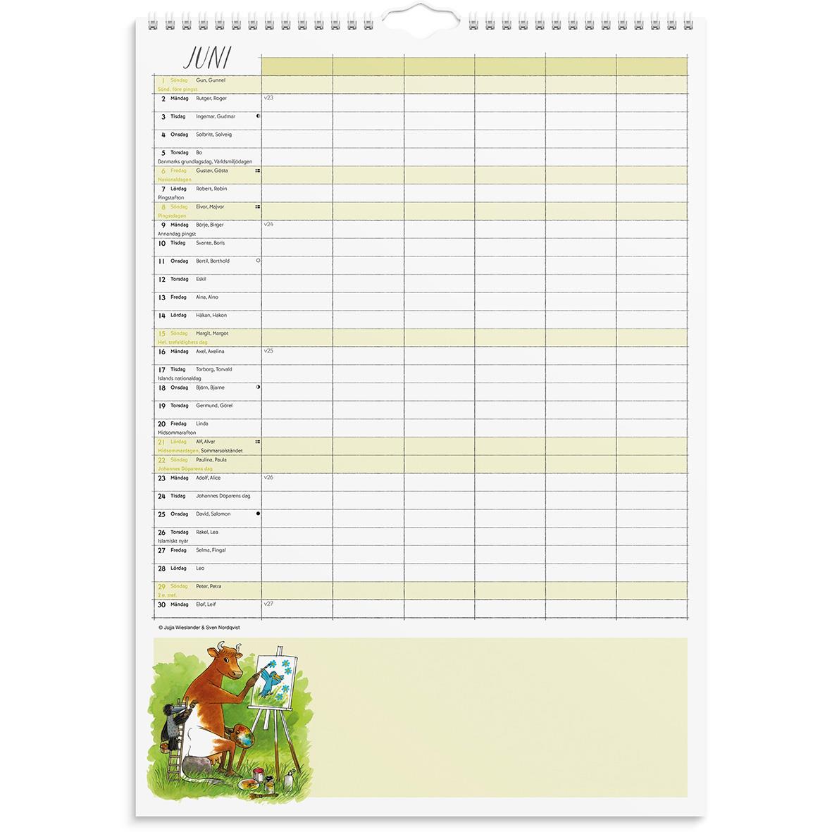 Väggkalender Burde 1760 Familjekalender Mamma Mu 2026 A3