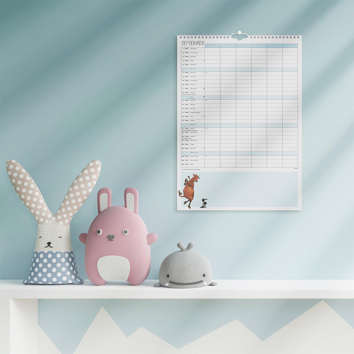 Väggkalender Burde 1760 Familjekalender Mamma Mu 2026 A3